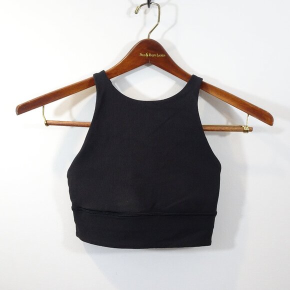 lululemon athletica Other - Lululemon Energy High-neck Longline Ribbed Bra Size 4 Black Workout Gear Athleti